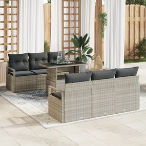 Conjunto de Sofá de Jardim vidaXL com Almofadas Cinza Claro Rattan Pol
