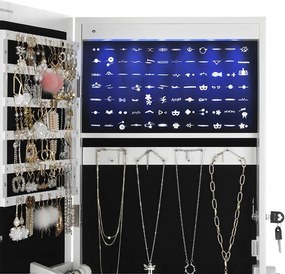 Armário para jóias com espelho com LED 41 x 151 x 36,5 cm branco
