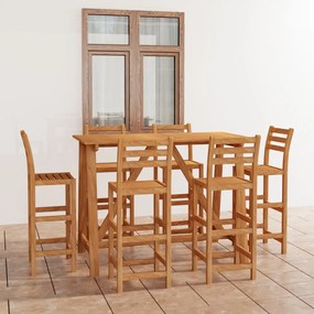 vidaXL 7 pcs conjunto de bar para exterior madeira de acácia maciça