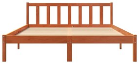 Cama sem colchão 150x200 cm madeira pinho maciça castanho-mel