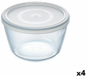 Lancheira Redonda com Tampa Pyrex Cook & Freeze 1,1 L 15 X 15 X 10 cm Transparente Silicone Vidro (4 Unidades)