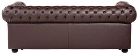 Sofá de 3 lugares em pele castanha CHESTERFIELD Beliani