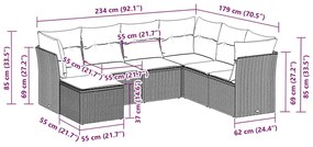 7 pcs conj. sofás jardim com almofadões vime PE cinzento-claro