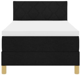 Cama Box com Colchão &amp; LED Preta 90x200 cm Tecido
