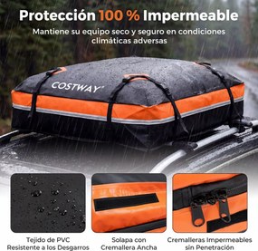 Mala de tejadilho universal para carro 131 x 101 x 45 cm, impermeável em PVC, 600 L, com 6 ganchos, 10 correias, faixas refletoras e saco de transport