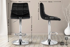 Conjunto de 2 bancos de bar Jerry em veludo com estrutura cromada 87-108,5 x 43 x 46,5 cm Preto