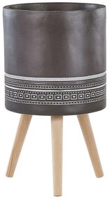 Vaso para plantas com pernas de madeira cinzento escuro 39 x 39 x 68 cm EVRETI Beliani