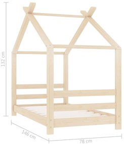 Estrutura de cama infantil 70x140 cm madeira de pinho maciça