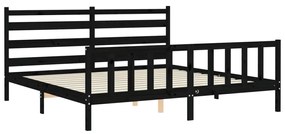 Estrutura de cama com cabeceira 180x200 cm madeira maciça preto