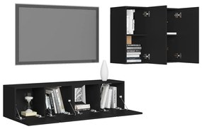 Conjunto de 4 Móveis de Parede de TV Régua S - Preto - Design Moderno