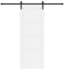 Porta Deslizante vidaXL com Conjunto de Ferragens Branca 78x202 cm Mad