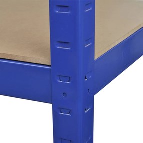 5-Layer Storage Shelf Blue Steel&amp;Madeira de engenharia