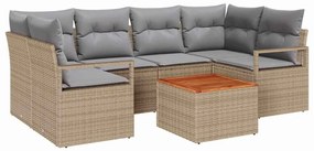 Conjunto de Sofás para Jardim 7 pcs Bege, cinza claro