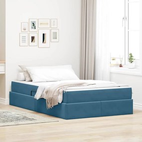 vidaXL Cama com arrumação e colchão Azul Escuro 120 x 200 cm Veludo
