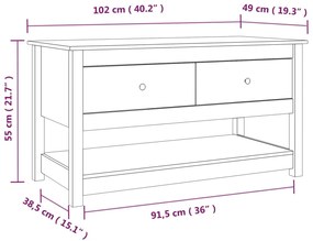 Mesa de centro 102x49x55 cm pinho maciço cinza