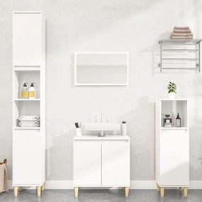 vidaXL 3pcs conj. móveis casa banho derivados madeira branco brilhante