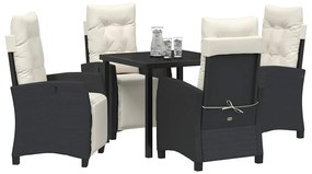 Conjunto de Jantar para Jardim 5 Peças Preto em Rattan Sintético