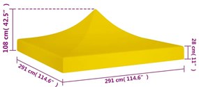 Teto para tenda de festas 3x3 m 270 g/m² amarelo