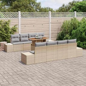 Conjunto de Sofá de Jardim de 7 Peças com Almofadas Bege em Rattan Pol