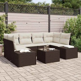 vidaXL Conjunto de Sofá de Jardim de 7 peças com Almofadas Castanho Vime Sintético