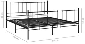 Estrutura de cama 200x200 cm metal preto