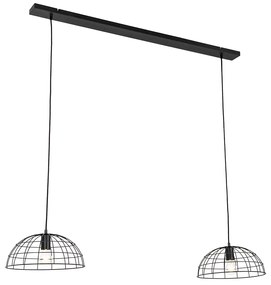 Candeeiro suspenso industrial preto 2 luzes - Hanze