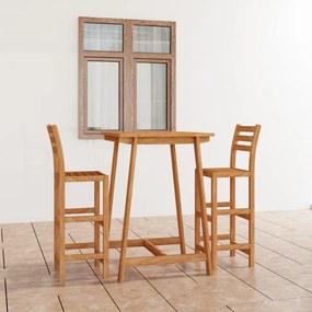 vidaXL 3 pcs conjunto de bar para exterior madeira de acácia maciça