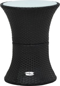 vidaXL Mesa de apoio jardim em forma de djembé vime PE preto