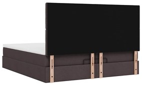 Estrutura de cama otomana com colchões tecido castanho escuro