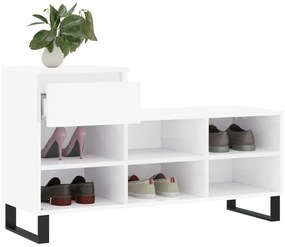 Sapateira 102x36x60 cm derivados de madeira branco brilhante