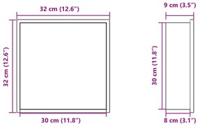 Nicho parede p/ duche 32x32x9 cm aço inoxidável prata escovada