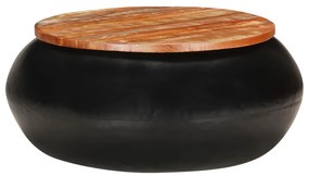 Mesa de centro 68x68x30 cm madeira recuperada maciça preto