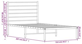 Estrutura de cama em metal com cabeceira 107x203 cm branco