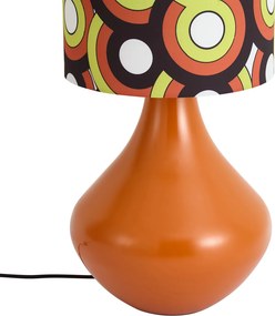 Candeeiro de Pé Retro Laranja com Abajur de Tecido Multicolorido - Mina