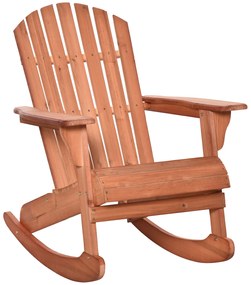 Outsunny Cadeira de balanço de madeira natural Adirondack para jardim terraço externo rústico Carga 130 kg 77x94x97 cm Cor Teca | Aosom Portugal