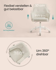 Cadeira para escritório em casa, ajustável em altura, em tecido respirável, bege areia