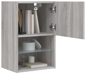 Móvel de TV com luzes LED 40,5x30x60 cm cinzento sonoma