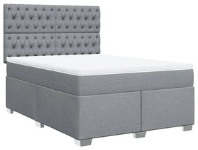 Cama com molas/colchão 140x200 cm tecido cinzento-claro