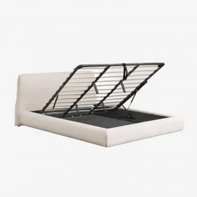Cama Com Baú Articulado Estofada Norena Tecido Creme Bege & 180 X 200 Cm - Sklum