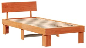Estrutura da Cama com cabeceira Castanho-mel 80 x 200 cm