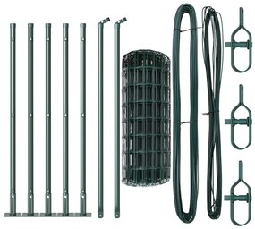 Cerca Euro da com 7 Postes Flangados 0.4x10 m Aço Galvanizado