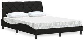Cama com colchão 140x200 cm tecido preto