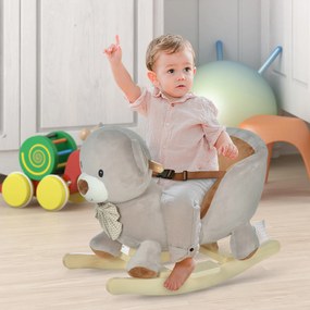 Cavalo de balanço com forma de urso para bebê acima de 18 meses com som 60x33x50
