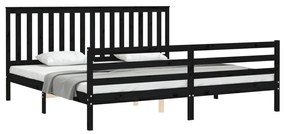 Estrutura de cama com cabeceira 200x200 cm madeira maciça preto