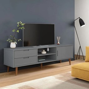 vidaXL Móvel de TV MOLDE 158x40x49 cm pinho maciço cinzento