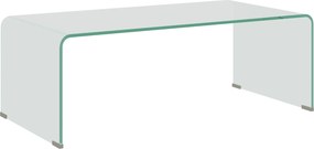 HOMCOM Mesa de centro em vidro estável, design monobloco, simples e moderna, 100 x 50 x 35 cm, Transparente | Aosom Portugal