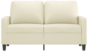 Sofá de 2 lugares 120 cm couro artificial cor creme