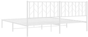 Estrutura de cama com cabeceira 193x203 cm metal branco