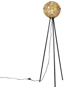 Candeeiro de pé Art Déco tripé dourado - Maro Art Deco