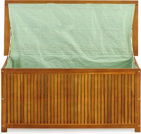 Caixa com tampo e lona interior em madeira de acácia 115 x 50 x 59 cm Castanho